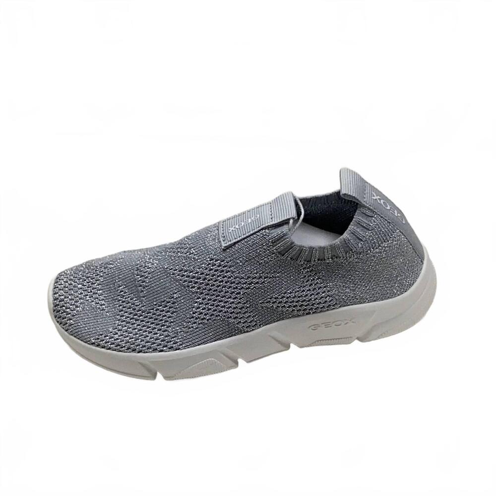 NEW GEOX women's j aril glittery sock sneaker in silver glitter